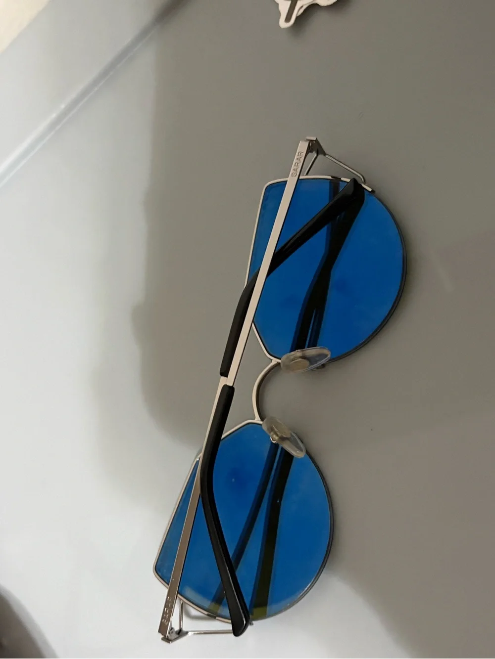 Sarar Blue Mirrored Round Women’s Sunglasses with Crystal Accents